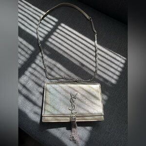 Saint Laurent Kate Monogram Metallic Gold Leather Bag